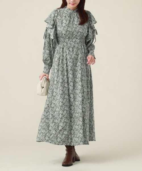 セール】2Wayフリルスリーブ花柄ワンピース（ワンピース  
