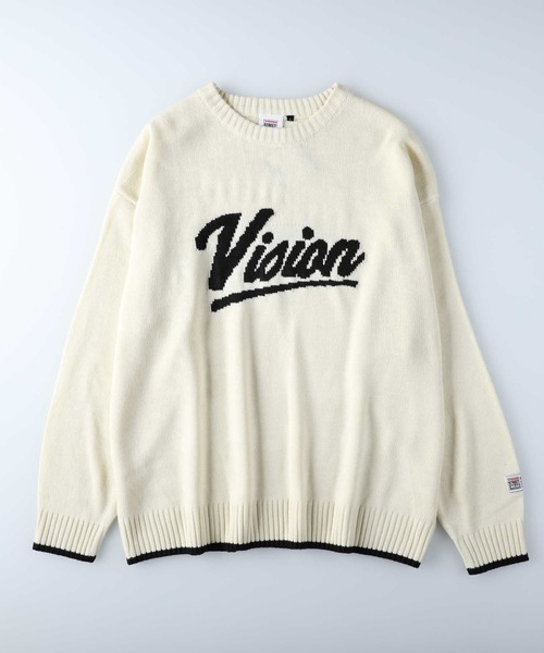 VISION STREET WEAR（ヴィジョンストリートウェア）の「【VISION STREET WEAR】ジャカードロゴニット（ニット/セーター・メンズ・オフホワイト/グリーン/ブルー/ブラック/レッド/イエロー・XL/L/M）」の2枚目の写真
