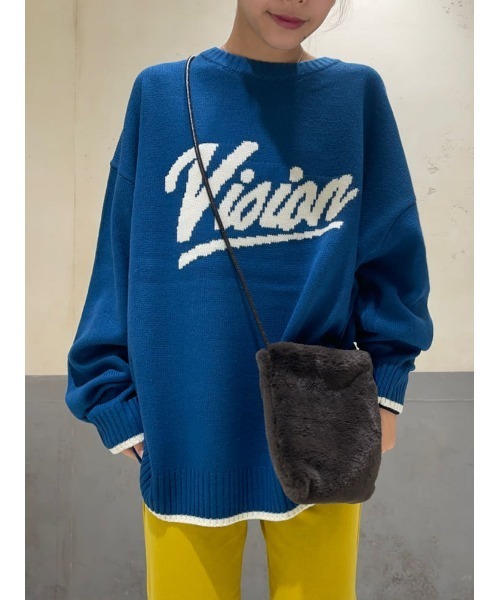 VISION STREET WEAR（ヴィジョンストリートウェア）の「【VISION STREET WEAR】ジャカードロゴニット（ニット/セーター・メンズ・オフホワイト/グリーン/ブルー/ブラック/レッド/イエロー・XL/L/M）」の4枚目の写真