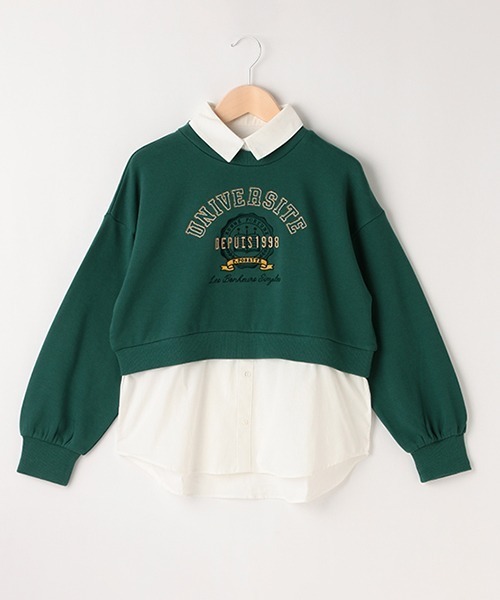 【セール】短丈裾レイヤードトップス（スウェット）｜pom ponette junior（ポンポネットジュニア）