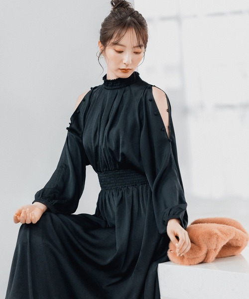 Andemiu（アンデミュウ）の「【WEB限定】カタボタンシャーリングワンピース178874（ワンピース・レディース・ブラック/ホワイト系その他5/ベージュ/その他10・FREE）」の12枚目の写真