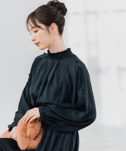 Andemiu（アンデミュウ）の「【WEB限定】カタボタンシャーリングワンピース178874（ワンピース・レディース・ブラック/ホワイト系その他5/ベージュ/その他10・FREE）」の18枚目の写真