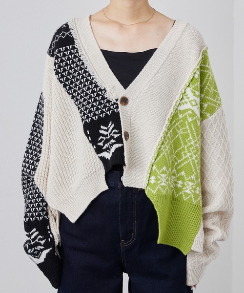 etsinta（エシンタ）の「【etsinta/エシンタ】ジャガードMIXカーディガン（カーディガン/ボレロ・レディース・ホワイト・ONE SIZE）」の10枚目の写真