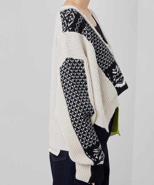 etsinta（エシンタ）の「【etsinta/エシンタ】ジャガードMIXカーディガン（カーディガン/ボレロ・レディース・ホワイト・ONE SIZE）」の13枚目の写真