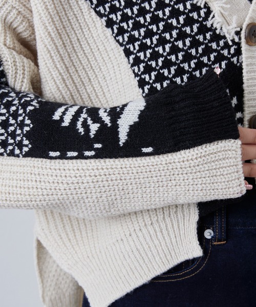 etsinta（エシンタ）の「【etsinta/エシンタ】ジャガードMIXカーディガン（カーディガン/ボレロ・レディース・ホワイト・ONE SIZE）」の16枚目の写真