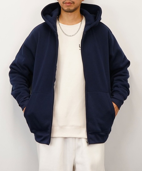 FUNALIVE（ファンアライブ）の「BF2 select ZIPパーカー 裏起毛（パーカー・メンズ・ネイビー/グレー/ライトブラック/ブラック/ホワイト/ブラック系1/ブラック系2/モカ/ホワイト系1/グレー系1/ネイビー系1・M/LL/L/4L/3L）」の11枚目の写真