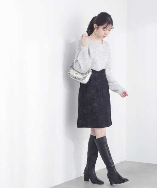 PROPORTION BODY DRESSING（プロポーションボディドレッシング）の「モノトーンハートカットラメツイードミニスカート / 1213120900（スカート・レディース・ホワイト/ブラック・SMALL/MEDIUM/X-SMALL）」の9枚目の写真