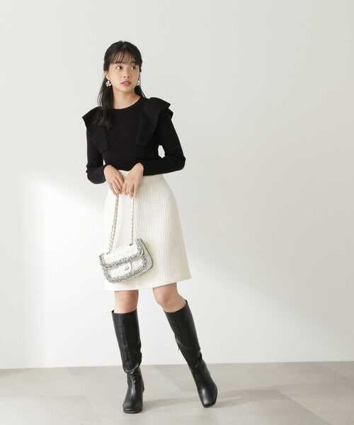 PROPORTION BODY DRESSING（プロポーションボディドレッシング）の「モノトーンハートカットラメツイードミニスカート / 1213120900（スカート・レディース・ホワイト/ブラック・SMALL/MEDIUM/X-SMALL）」の5枚目の写真