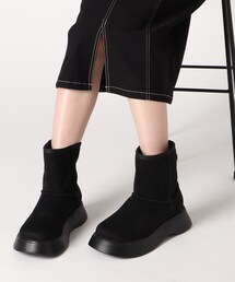 厚底フェイクムートンブーツ