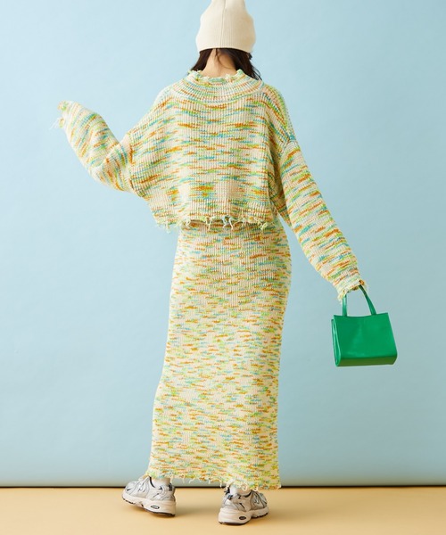 HELLO.SANFRANCISCO(ハローサンフランシスコ)の「【HELLO.SANFRANCISCO/ハローサンフランシスコ】MIXニットダメージスカート(スカート・レディース・ピンク/グリーン・ONE SIZE)」の12枚目の写真