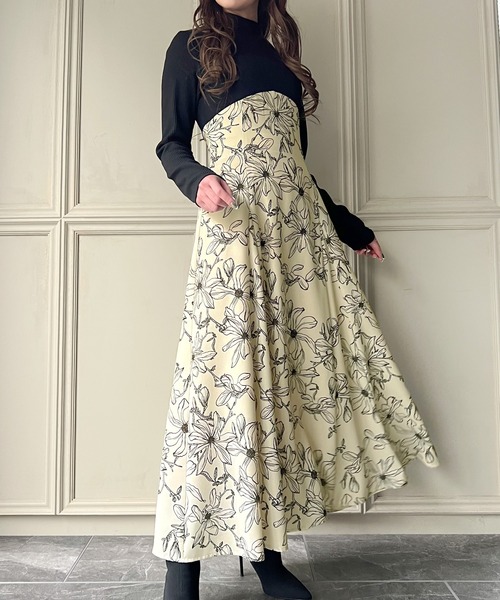 junoah(ジュノア)の「線画花柄プリントコルセットワンピース(ワンピース・レディース・クリーム/ブラック/ブラウン・MEDIUM/LARGE/X-LARGE)」の22枚目の写真