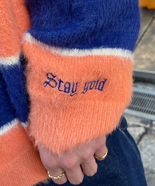 STAY GOLD(ステイゴールド)の「STAYGOLD モヘアタッチ ボーダーニット / モヘア ニット クルーネック オーバーサイズ プルオーバー(ニット/セーター・メンズ・ホワイト系/ブラック系/グリーン系/オレンジ系・M/L)」の12枚目の写真
