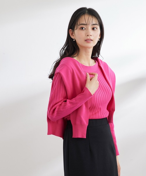 ROPE' PICNIC（ロペピクニック）の「UVケア・洗濯機OK/BIOワイドリブボートネックニットプルオーバー（ニット/セーター・レディース・ブラック/オフホワイト/ブルー/クリーム/ピンク系その他2・38）」の15枚目の写真