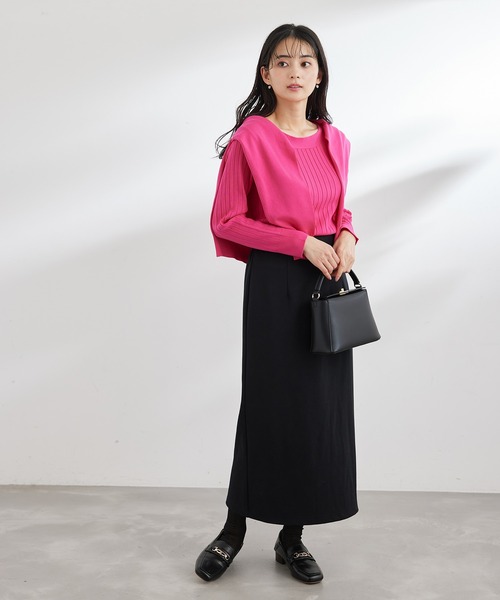 ROPE' PICNIC（ロペピクニック）の「UVケア・洗濯機OK/BIOワイドリブボートネックニットプルオーバー（ニット/セーター・レディース・ブラック/オフホワイト/ブルー/クリーム/ピンク系その他2・38）」の22枚目の写真