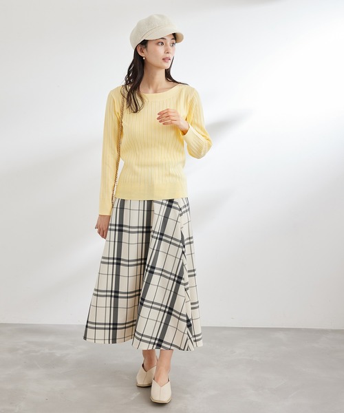 ROPE' PICNIC（ロペピクニック）の「UVケア・洗濯機OK/BIOワイドリブボートネックニットプルオーバー（ニット/セーター・レディース・ブラック/オフホワイト/ブルー/クリーム/ピンク系その他2・38）」の19枚目の写真