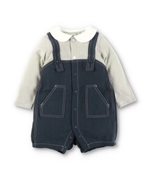 サロペットドッキング風長袖カバーオール