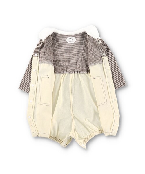 BRANSHES(ブランシェス)の「サロペットドッキング風長袖カバーオール(ロンパース・キッズ・ブラウン/グレー・70/80)」の11枚目の写真