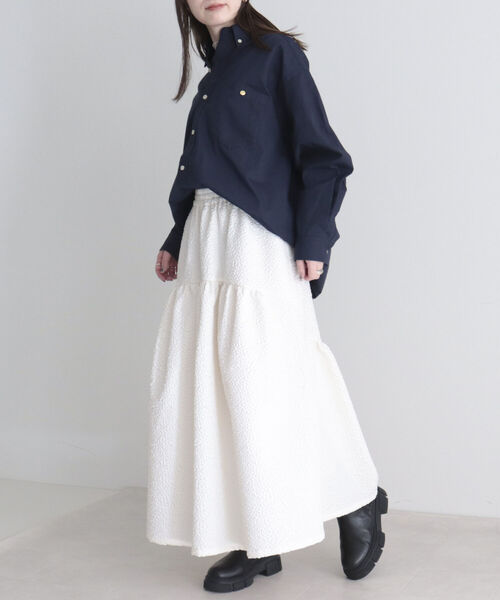 fredy emue（フレディエミュ）の「花柄ふくれJQギャザースカート（スカート・レディース・オフホワイト/ミント/ブラック・38）」の9枚目の写真