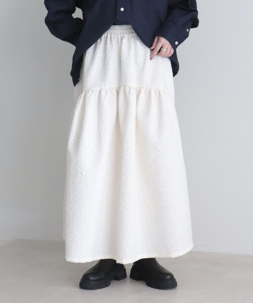 fredy emue（フレディエミュ）の「花柄ふくれJQギャザースカート（スカート・レディース・オフホワイト/ミント/ブラック・38）」の11枚目の写真