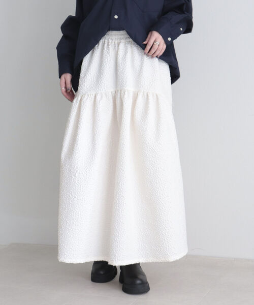 fredy emue（フレディエミュ）の「花柄ふくれJQギャザースカート（スカート・レディース・オフホワイト/ミント/ブラック・38）」の12枚目の写真