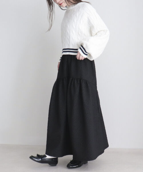 fredy emue（フレディエミュ）の「花柄ふくれJQギャザースカート（スカート・レディース・オフホワイト/ミント/ブラック・38）」の18枚目の写真