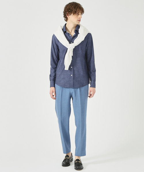 DESIGNWORKS（デザインワークス）の「【定番人気】36Ｇカノコ ジャージー シャツ（シャツ/ブラウス・メンズ・ホワイト/インディゴブルー・44/46/48/50）」の3枚目の写真