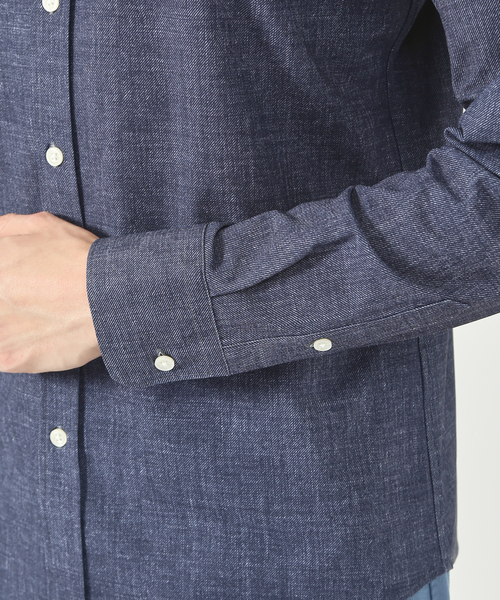 DESIGNWORKS（デザインワークス）の「【定番人気】36Ｇカノコ ジャージー シャツ（シャツ/ブラウス・メンズ・ホワイト/インディゴブルー・44/46/48/50）」の8枚目の写真