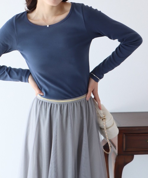 BLUEEAST(ブルーイースト)の「長袖カラーロンT(Tシャツ/カットソー・レディース・ピンク/ホワイト/ブラック/ブルー/ネイビー/ブラウン/グレー・MEDIUM)」の1枚目の写真