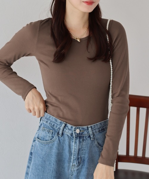 BLUEEAST(ブルーイースト)の「長袖カラーロンT(Tシャツ/カットソー・レディース・ピンク/ホワイト/ブラック/ブルー/ネイビー/ブラウン/グレー・MEDIUM)」の5枚目の写真