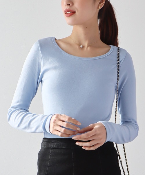 BLUEEAST(ブルーイースト)の「長袖カラーロンT(Tシャツ/カットソー・レディース・ピンク/ホワイト/ブラック/ブルー/ネイビー/ブラウン/グレー・MEDIUM)」の6枚目の写真