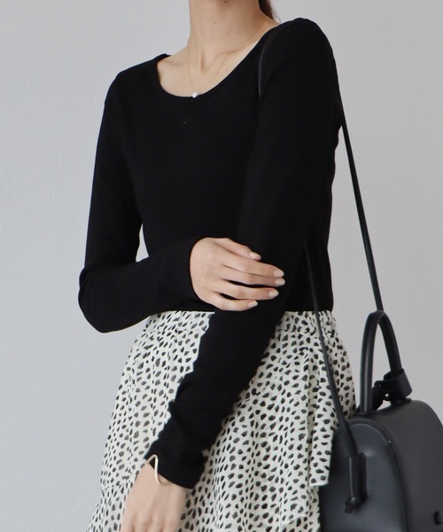 BLUEEAST(ブルーイースト)の「長袖カラーロンT(Tシャツ/カットソー・レディース・ピンク/ホワイト/ブラック/ブルー/ネイビー/ブラウン/グレー・MEDIUM)」の3枚目の写真