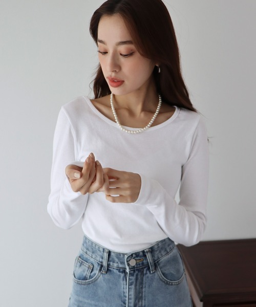 BLUEEAST(ブルーイースト)の「長袖カラーロンT(Tシャツ/カットソー・レディース・ピンク/ホワイト/ブラック/ブルー/ネイビー/ブラウン/グレー・MEDIUM)」の9枚目の写真