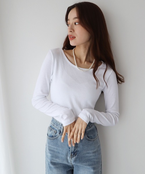 BLUEEAST(ブルーイースト)の「長袖カラーロンT(Tシャツ/カットソー・レディース・ピンク/ホワイト/ブラック/ブルー/ネイビー/ブラウン/グレー・MEDIUM)」の13枚目の写真