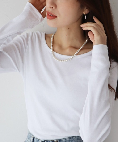 BLUEEAST(ブルーイースト)の「長袖カラーロンT(Tシャツ/カットソー・レディース・ピンク/ホワイト/ブラック/ブルー/ネイビー/ブラウン/グレー・MEDIUM)」の12枚目の写真