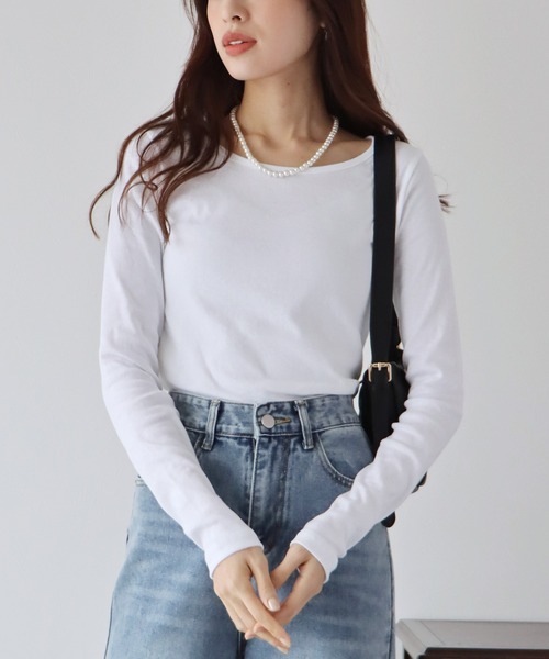 BLUEEAST(ブルーイースト)の「長袖カラーロンT(Tシャツ/カットソー・レディース・ピンク/ホワイト/ブラック/ブルー/ネイビー/ブラウン/グレー・MEDIUM)」の10枚目の写真