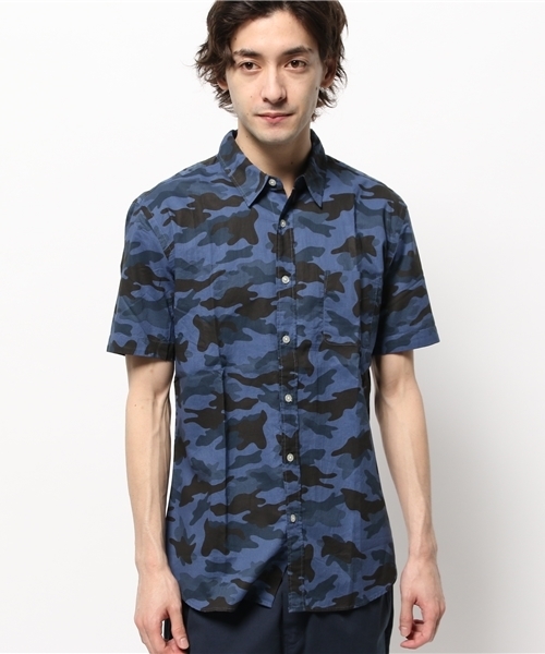 OUTLET（アウトレット）の「【CIAOPANIC TYPY】綿麻カモ柄半袖シャツ（シャツ/ブラウス・メンズ・ブルー・LARGE）」の2枚目の写真
