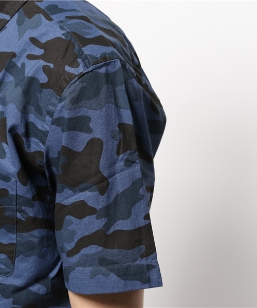 OUTLET（アウトレット）の「【CIAOPANIC TYPY】綿麻カモ柄半袖シャツ（シャツ/ブラウス・メンズ・ブルー・LARGE）」の6枚目の写真