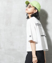 <大きいサイズ> ロゴプリントクロップドTシャツ GEVS.