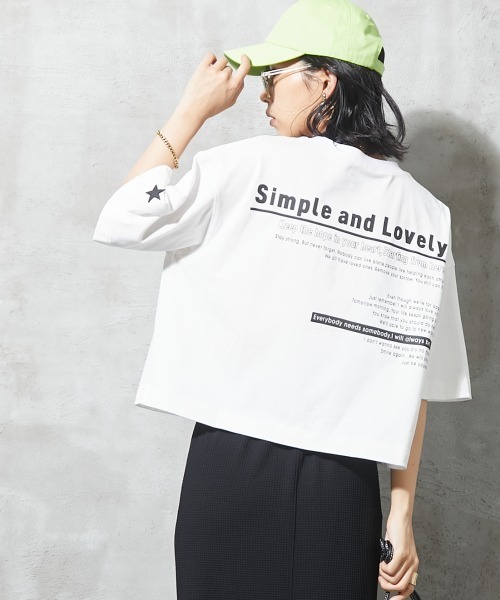 GEVS.（ジェイヴィス）の「＜大きいサイズ＞ ロゴプリントクロップドTシャツ GEVS.（Tシャツ/カットソー・レディース・オフホワイト/チャコール・L/LL/3L/4L/5L）」の8枚目の写真