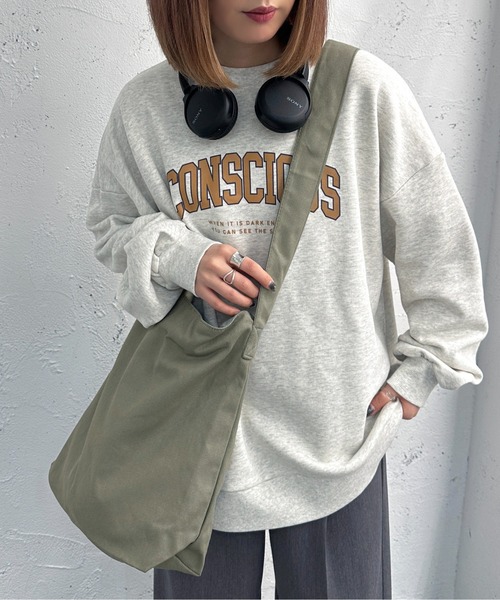 apres jour mignon（アプレジュールミニョン）の「キャンバスショルダーバッグ【ZOZOTOWN限定アイテム】（ショルダーバッグ・レディース・カーキ/アイボリー/ブラック・フリー）」の12枚目の写真