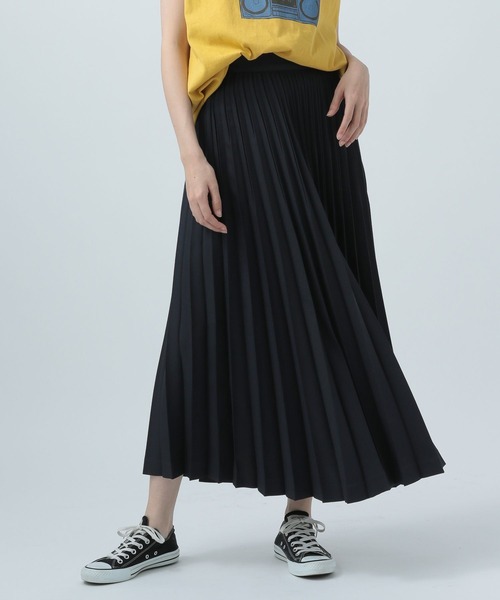 BAYFLOW(ベイフロー)の「リネンライクプリーツスカート(スカート・レディース・カーキ/ネイビー/ベージュ・SMALL/MEDIUM)」の3枚目の写真