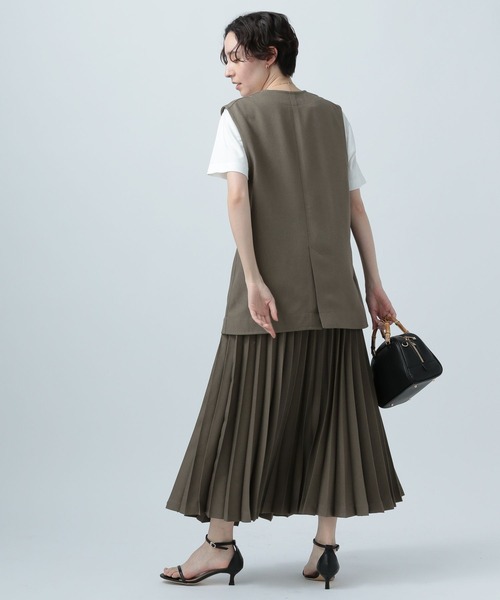 BAYFLOW(ベイフロー)の「リネンライクプリーツスカート(スカート・レディース・カーキ/ネイビー/ベージュ・SMALL/MEDIUM)」の7枚目の写真