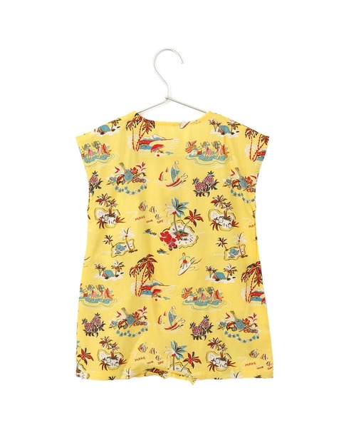 MAKE YOUR DAY（メイクユアデイ）の「アロハ総柄フレンチスリーブロンパース（ロンパース・キッズ・ブルー/サーモンピンク/イエロー・70/80）」の5枚目の写真