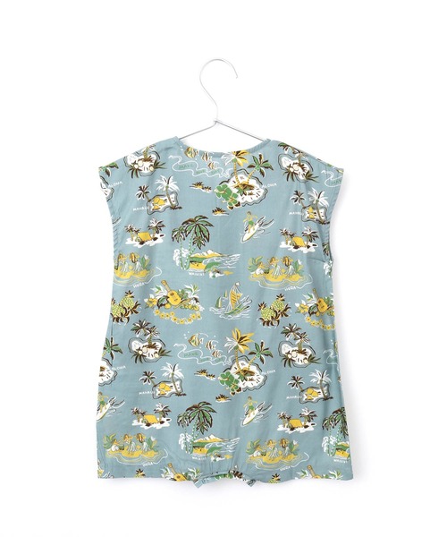 MAKE YOUR DAY（メイクユアデイ）の「アロハ総柄フレンチスリーブロンパース（ロンパース・キッズ・ブルー/サーモンピンク/イエロー・70/80）」の4枚目の写真