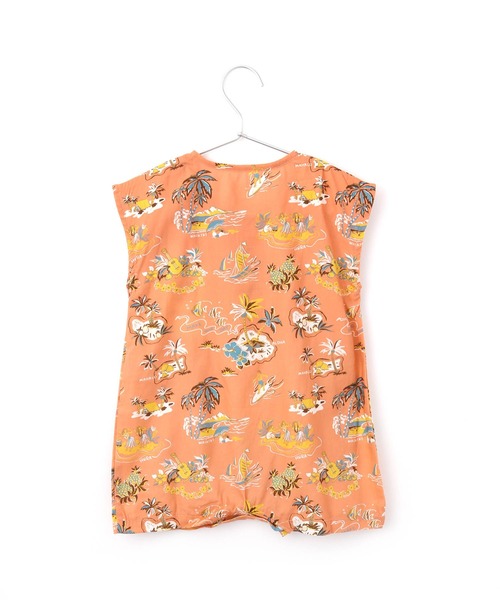 MAKE YOUR DAY（メイクユアデイ）の「アロハ総柄フレンチスリーブロンパース（ロンパース・キッズ・ブルー/サーモンピンク/イエロー・70/80）」の6枚目の写真