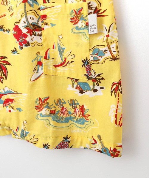 MAKE YOUR DAY（メイクユアデイ）の「アロハ総柄フレンチスリーブロンパース（ロンパース・キッズ・ブルー/サーモンピンク/イエロー・70/80）」の9枚目の写真