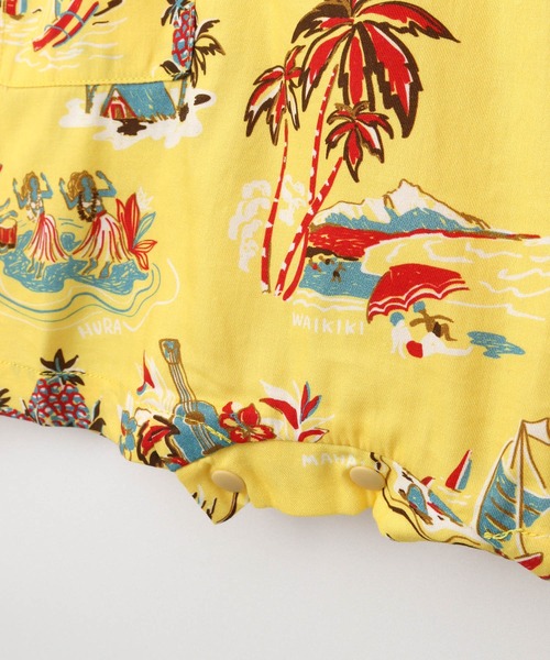 MAKE YOUR DAY（メイクユアデイ）の「アロハ総柄フレンチスリーブロンパース（ロンパース・キッズ・ブルー/サーモンピンク/イエロー・70/80）」の11枚目の写真