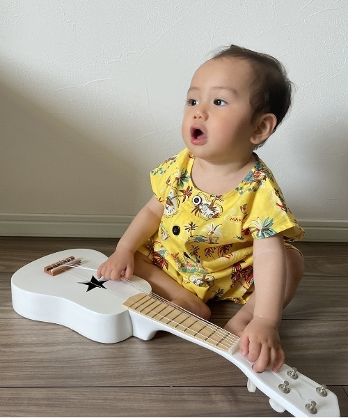 MAKE YOUR DAY（メイクユアデイ）の「アロハ総柄フレンチスリーブロンパース（ロンパース・キッズ・ブルー/サーモンピンク/イエロー・70/80）」の12枚目の写真