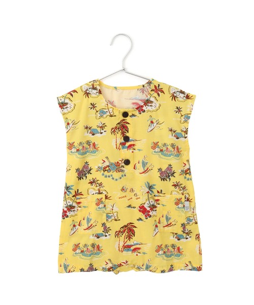 MAKE YOUR DAY（メイクユアデイ）の「アロハ総柄フレンチスリーブロンパース（ロンパース・キッズ・ブルー/サーモンピンク/イエロー・70/80）」の13枚目の写真