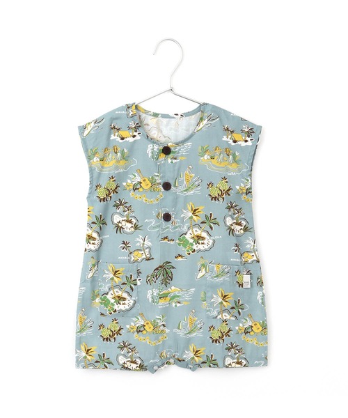 MAKE YOUR DAY（メイクユアデイ）の「アロハ総柄フレンチスリーブロンパース（ロンパース・キッズ・ブルー/サーモンピンク/イエロー・70/80）」の14枚目の写真